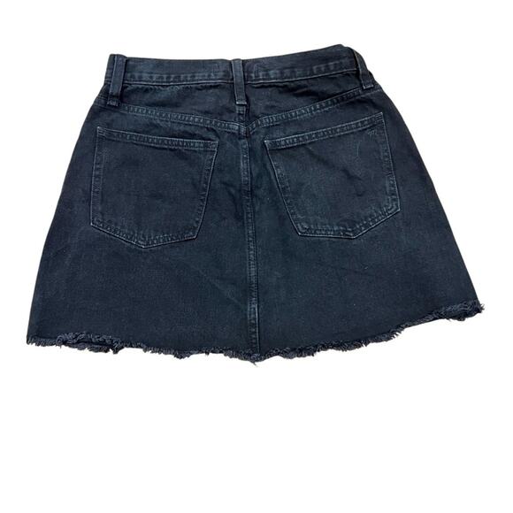 Madewell McCarren Denim Mini Skirt Black Wash Cotton Pockets Raw Hem Size 26 - Picture 5 of 7